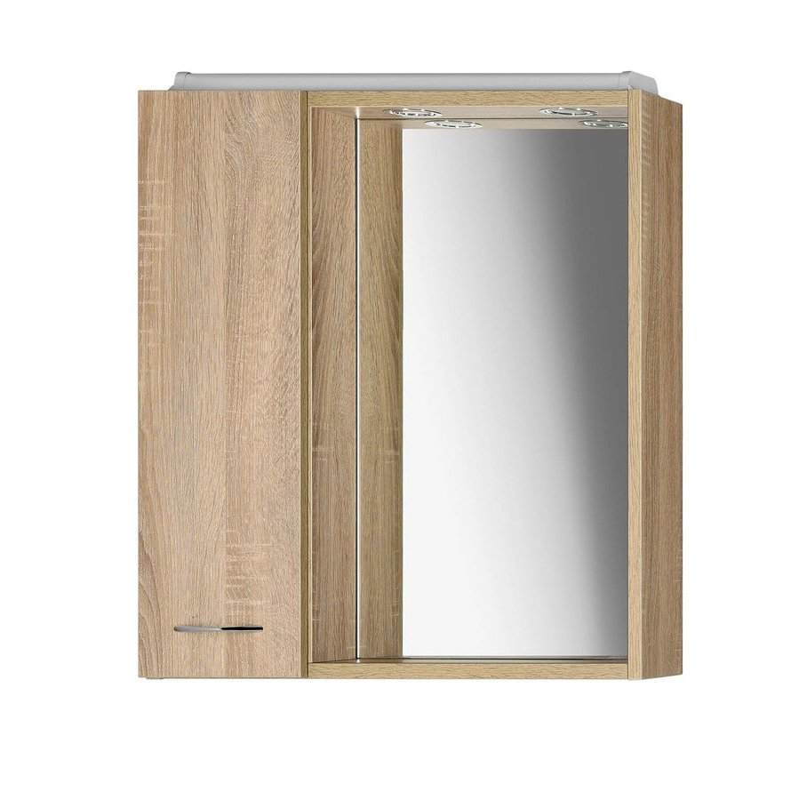 Aqualine Keramia Fresh LED-spiegelkast links 60x60cm oak platin